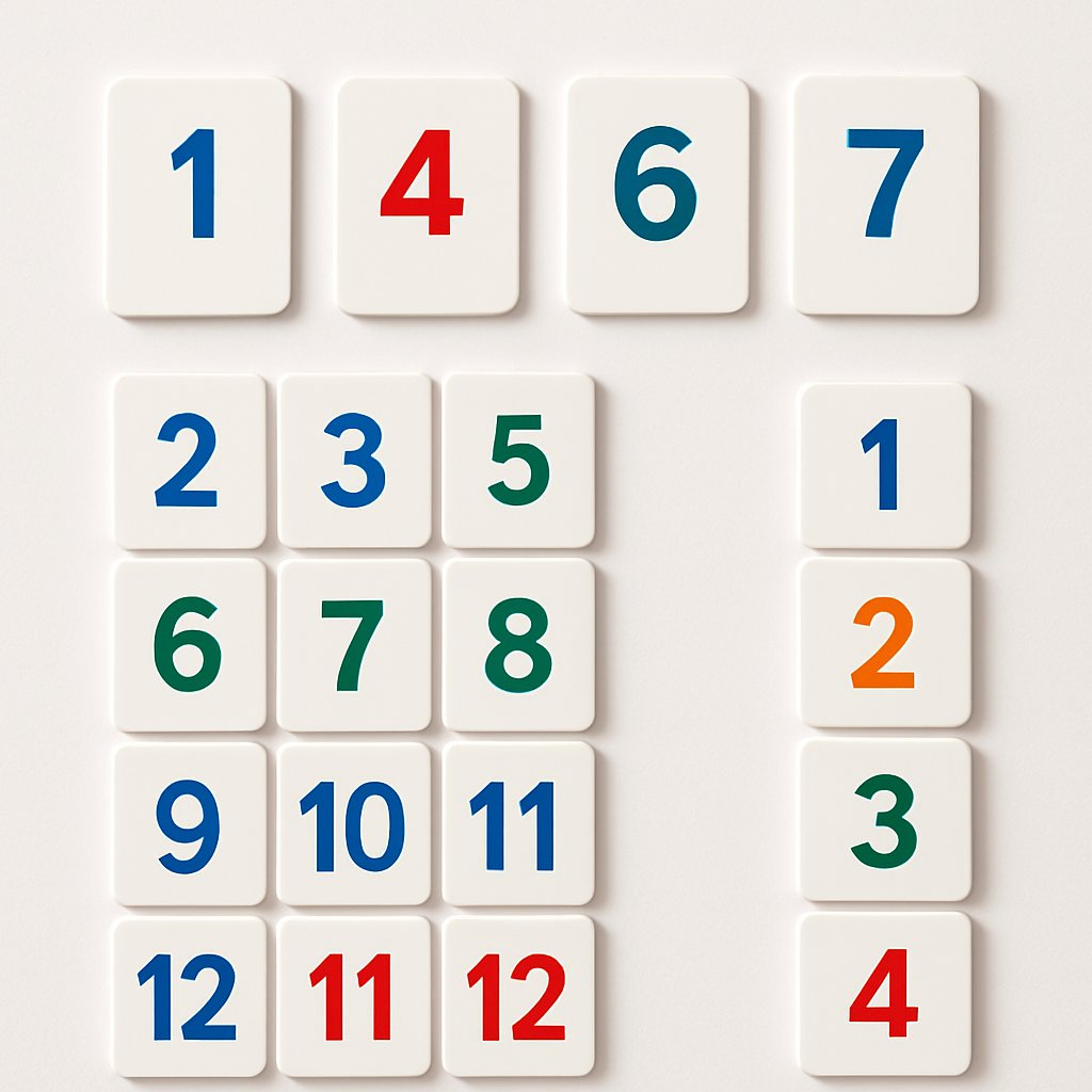Number sequence memory game for adults
